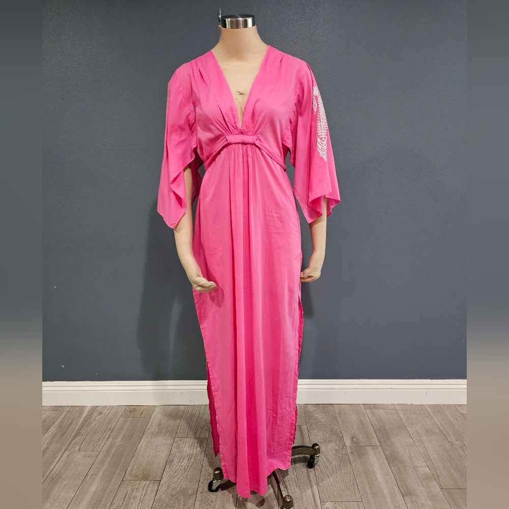 TASHIA London Pink Split Sleeve Kimono High Side Slit Maxi Dress Cover Up S